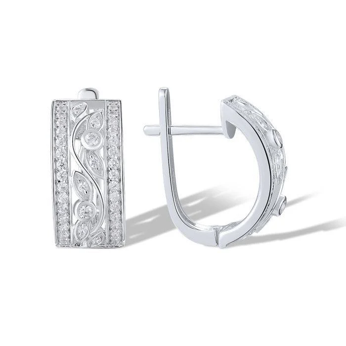 925 Sterling Silver Lever Back Earrings with Cubic Zirconia - Image 2
