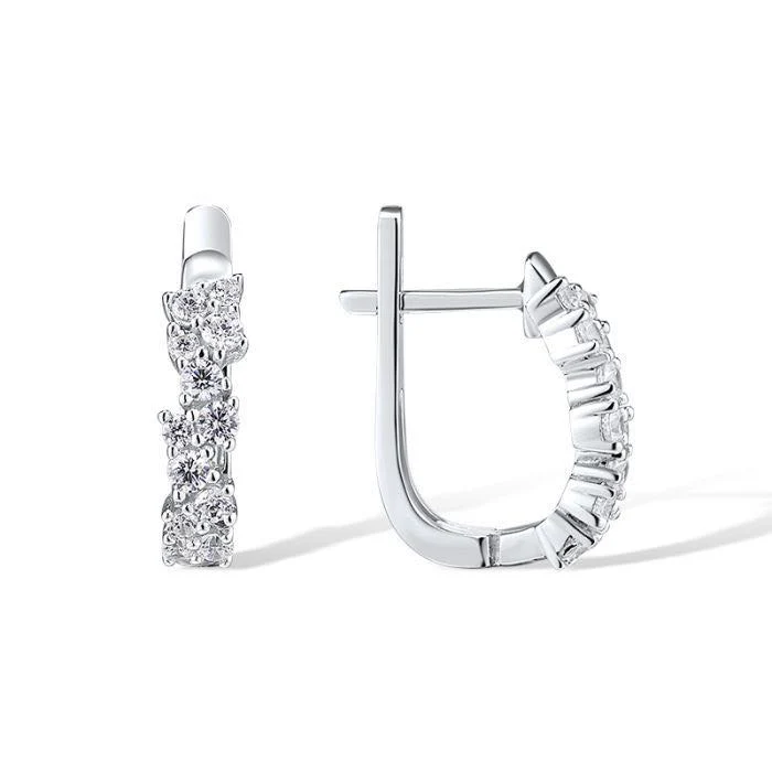 925 Sterling Silver Lever Back Earrings with Cubic Zirconia - Image 2