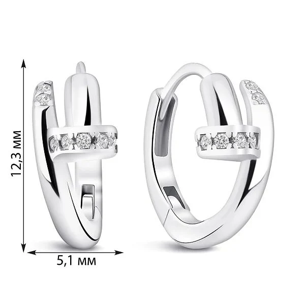 925 Sterling Silver Nail Hoop Earrings with Cubic Zirconia - Image 2