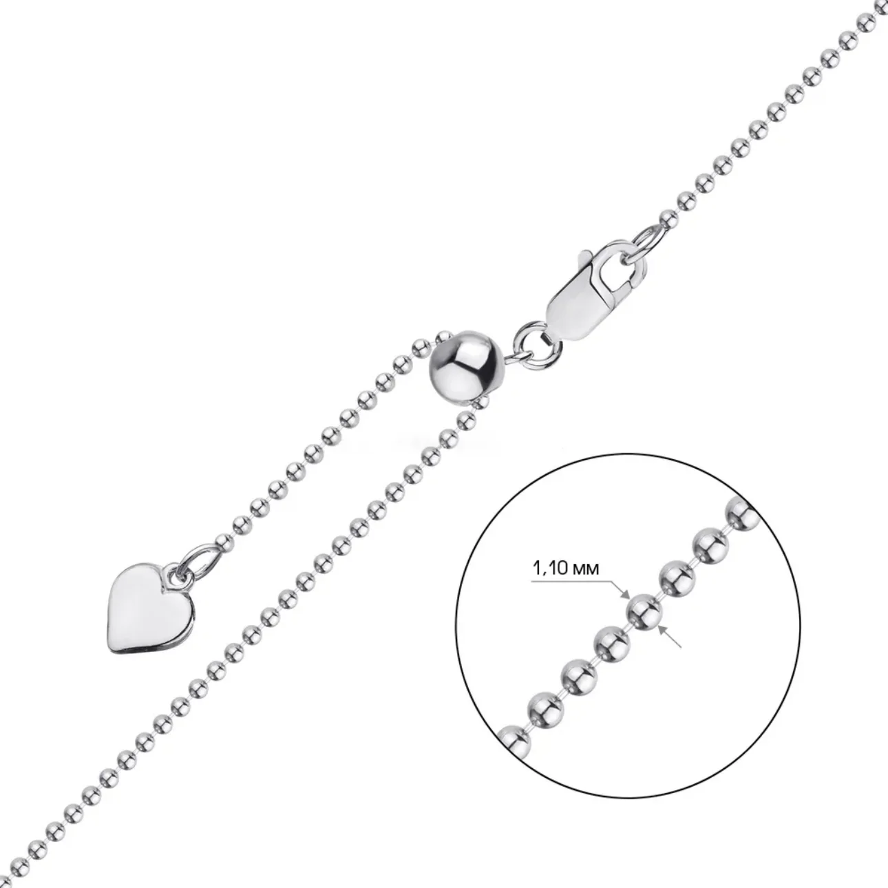 925 Sterling Silver Chain Plated with Rhodium and Adjustable Length - Image 2