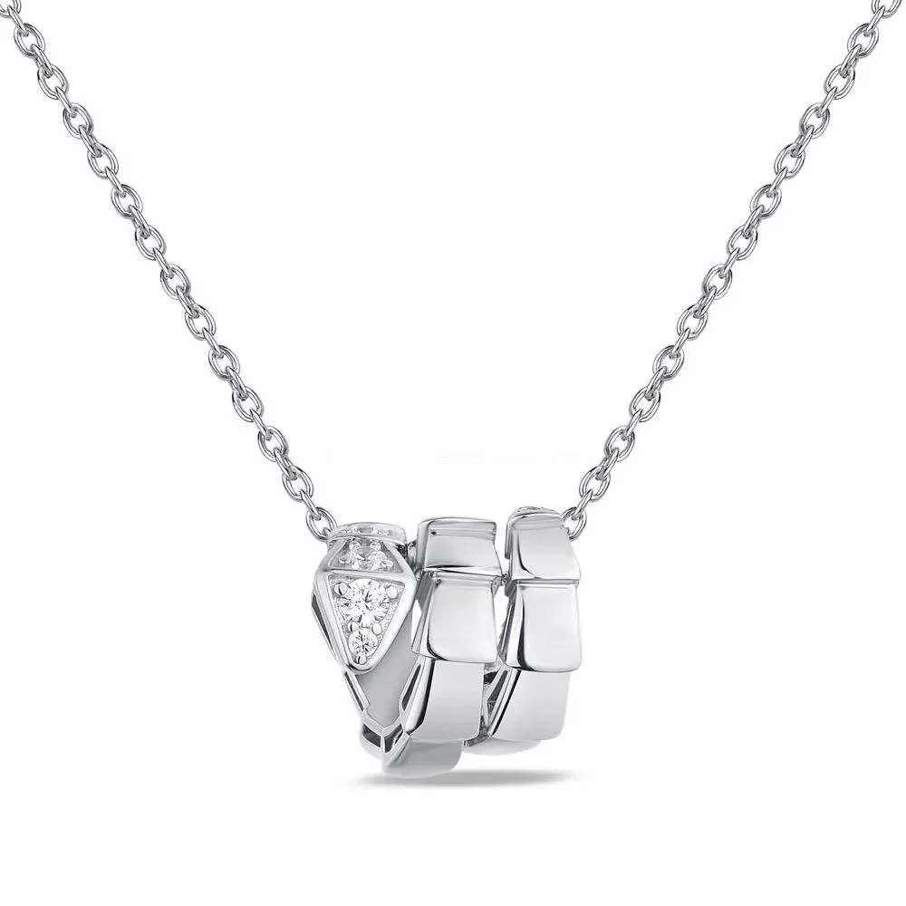 925 Sterling Silver Necklace Snake with Cubic Zirconia