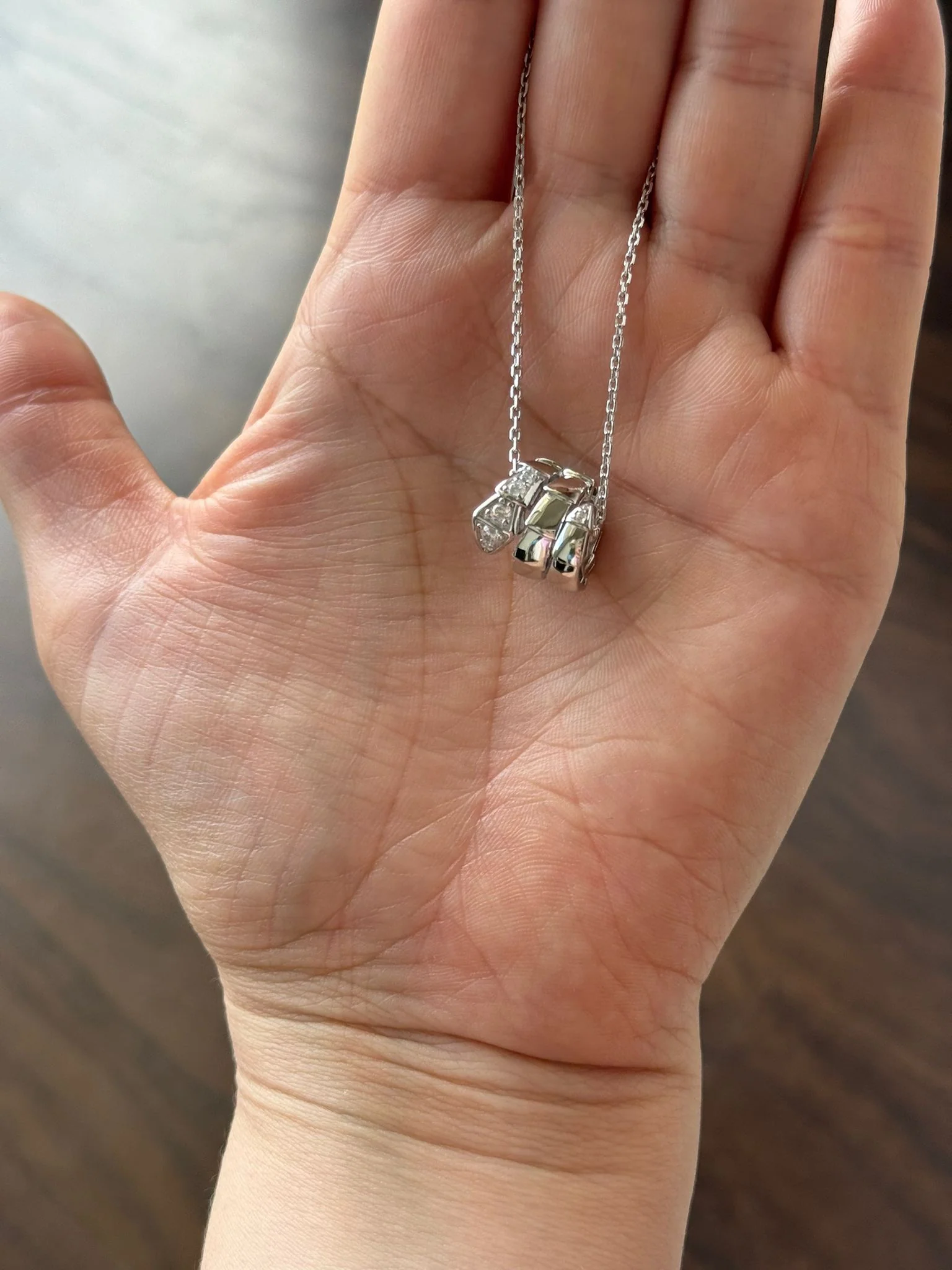 925 Sterling Silver Necklace Snake with Cubic Zirconia - Image 2