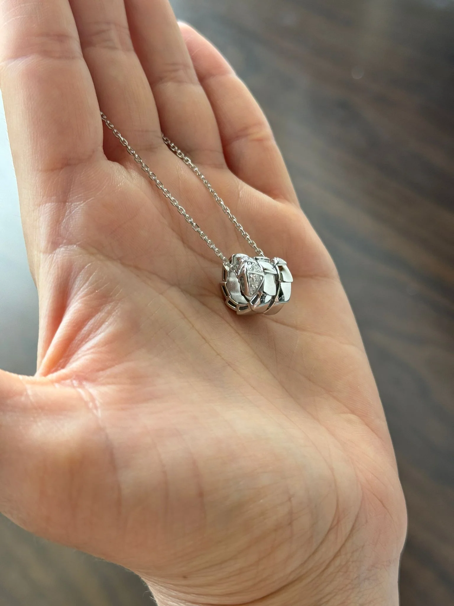 925 Sterling Silver Necklace Snake with Cubic Zirconia - Image 3