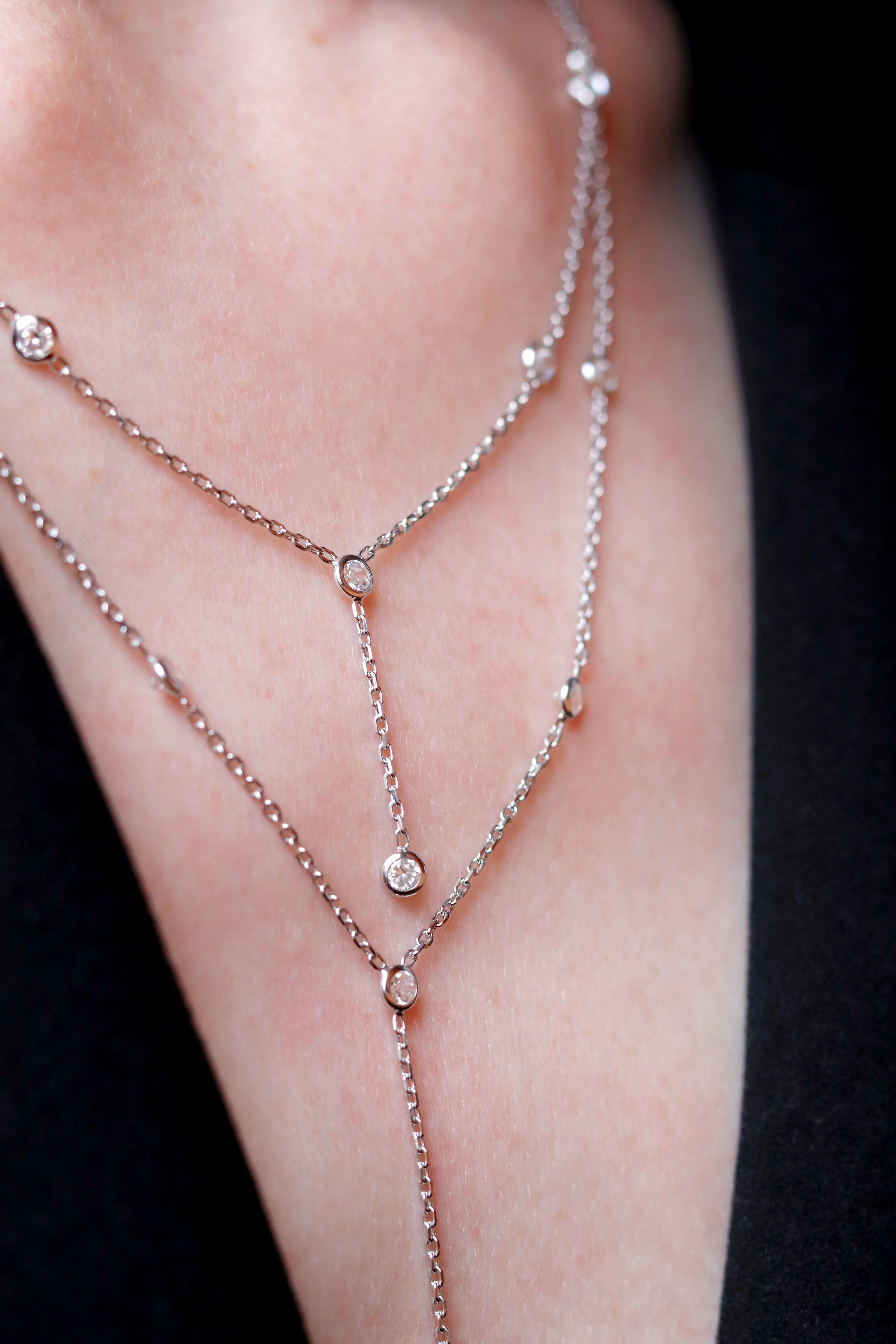 925 Sterling Silver Long Necklace with Cubic Zirconia - Image 4
