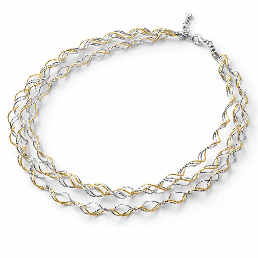 925 Sterling Silver Necklace with Yellow Gold Plating