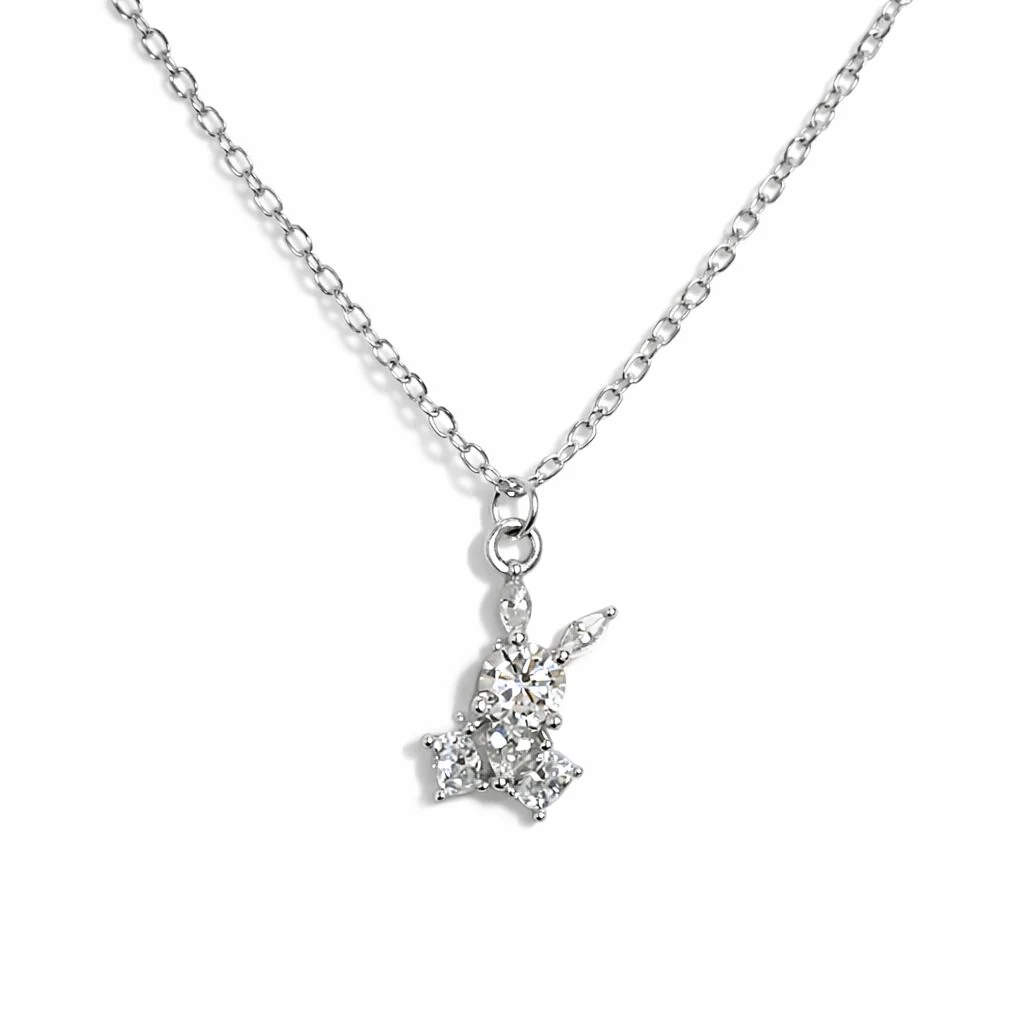 925 Sterling Silver Rabbit Necklace with Cubic Zirconia