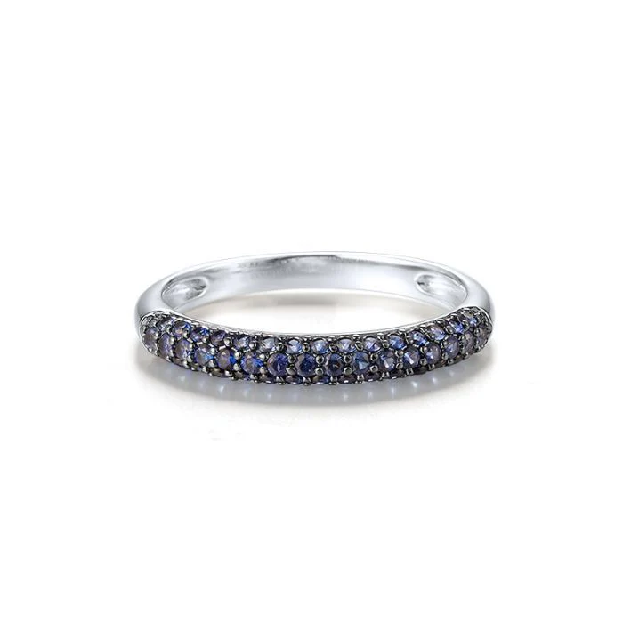 925 Sterling Silver Ring Created Sapphire - Image 2
