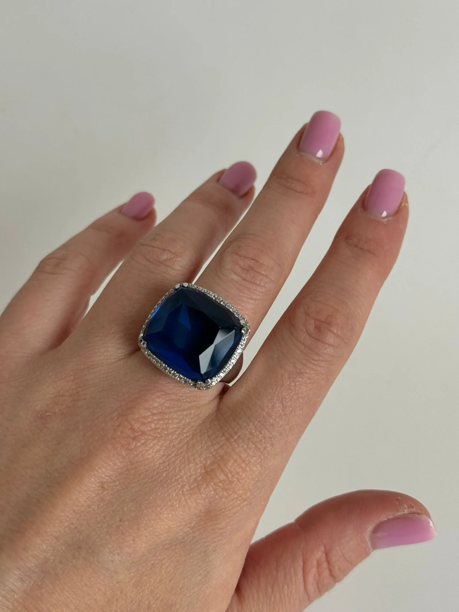 925 Sterling Silver Ring with Blue Quartz and Clear Cubic Zirconia - Image 2