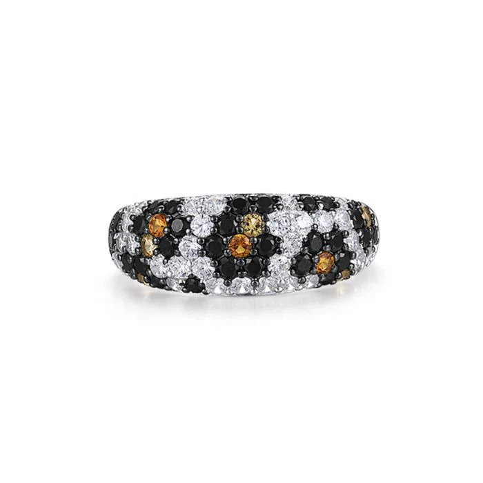 925 Sterling Silver Ring with Black Spinel and Cubic Zirconia - Image 2