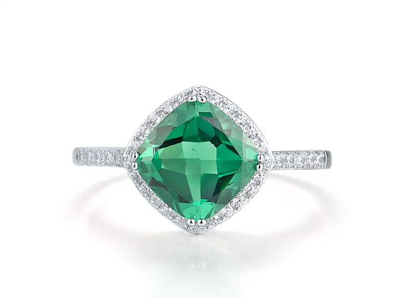 925 Sterling Silver Ring with Green Spinel and White Cubic Zirconia - Image 2