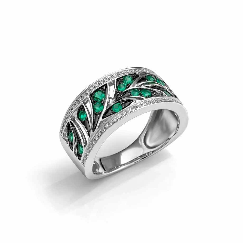 925 Sterling Silver Ring with Spinel and Cubic Zirconia