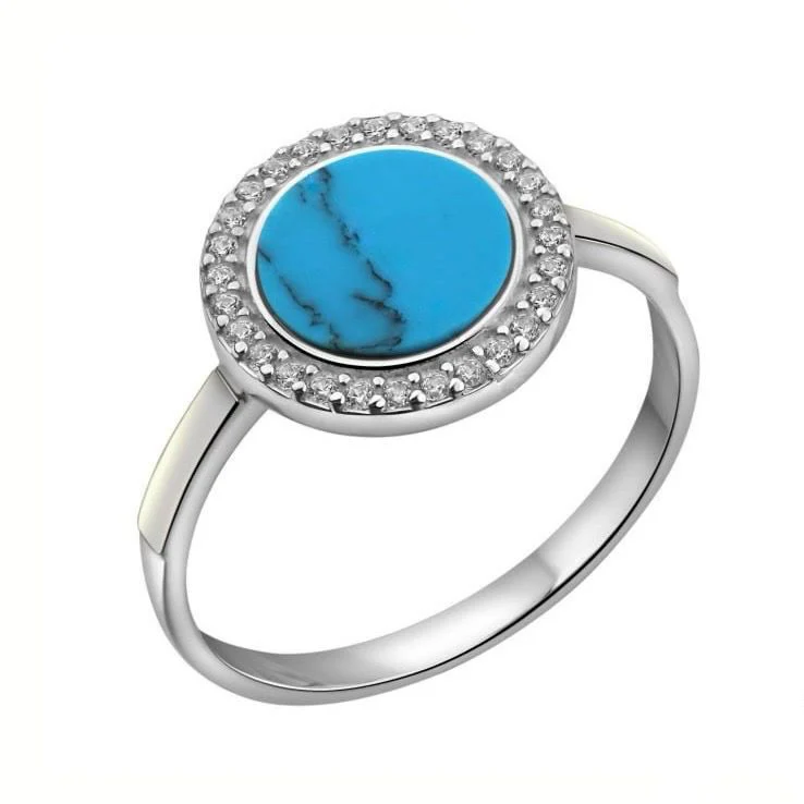 925 Sterling Silver Ring with Turquoise and Cubic Zirconia