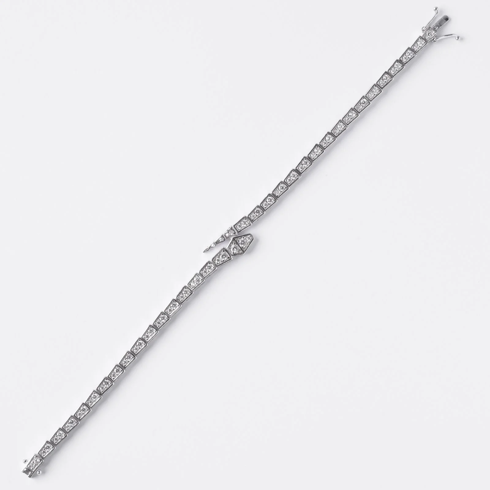 925 Sterling Silver Snake Bracelet with Cubic Zirconia - Image 3