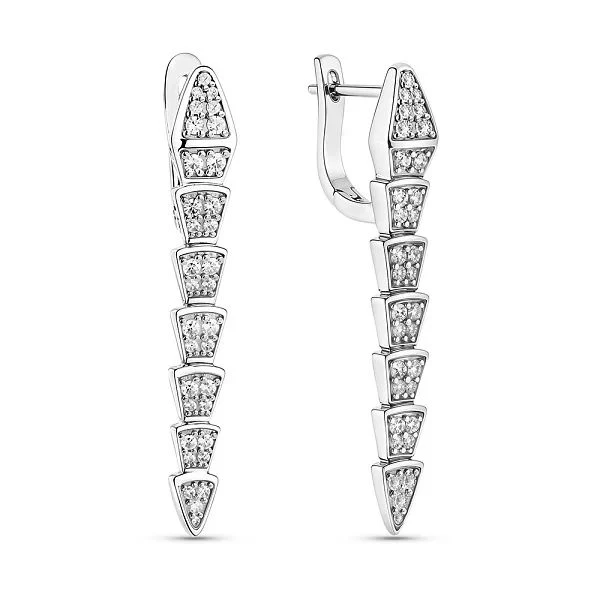 925 Sterling Silver Snake Drop Earrings with Cubic Zirconia