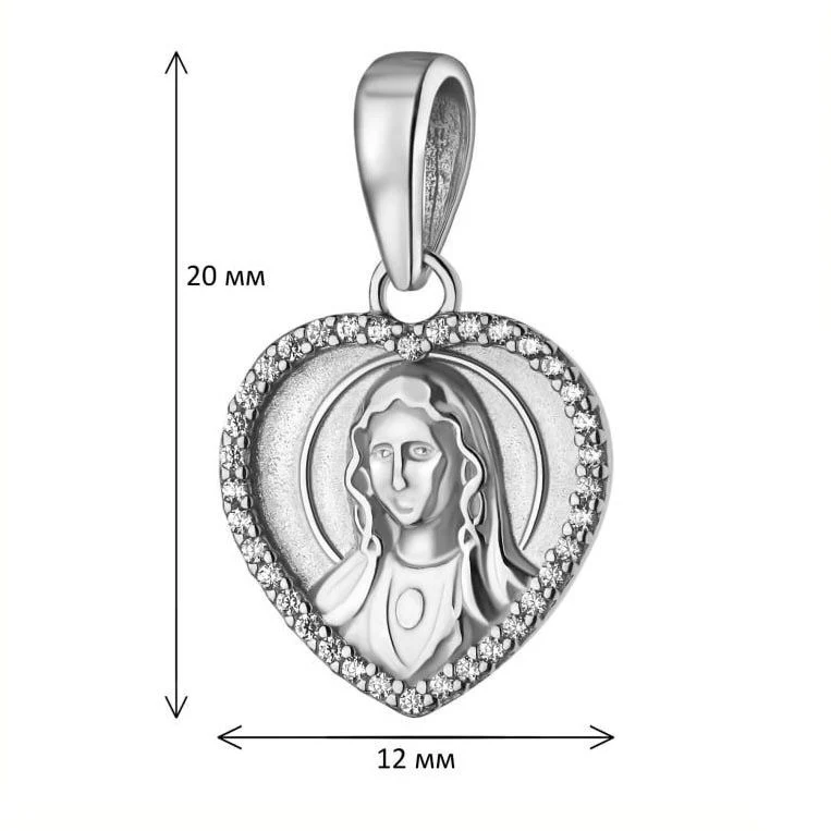 925 Sterling Silver Virgin Mary Religious Pendant with Cubic Zirconia - Image 2