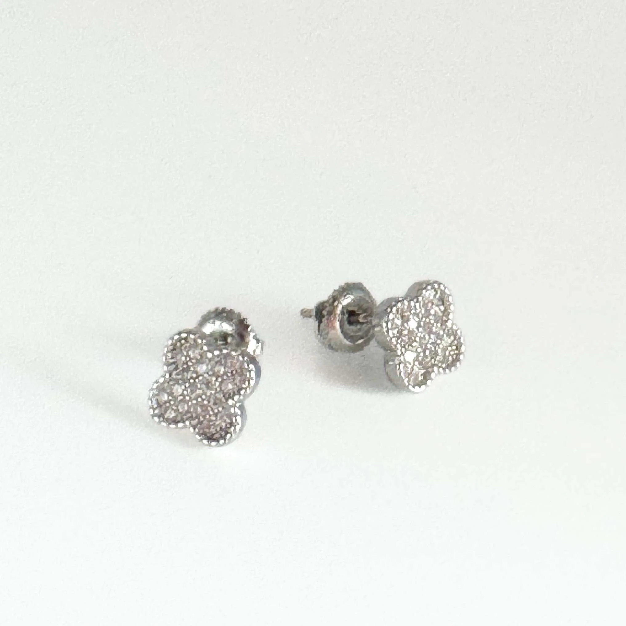925 Sterling Silver Stud Earrings "Clover" with Cubic Zirconia