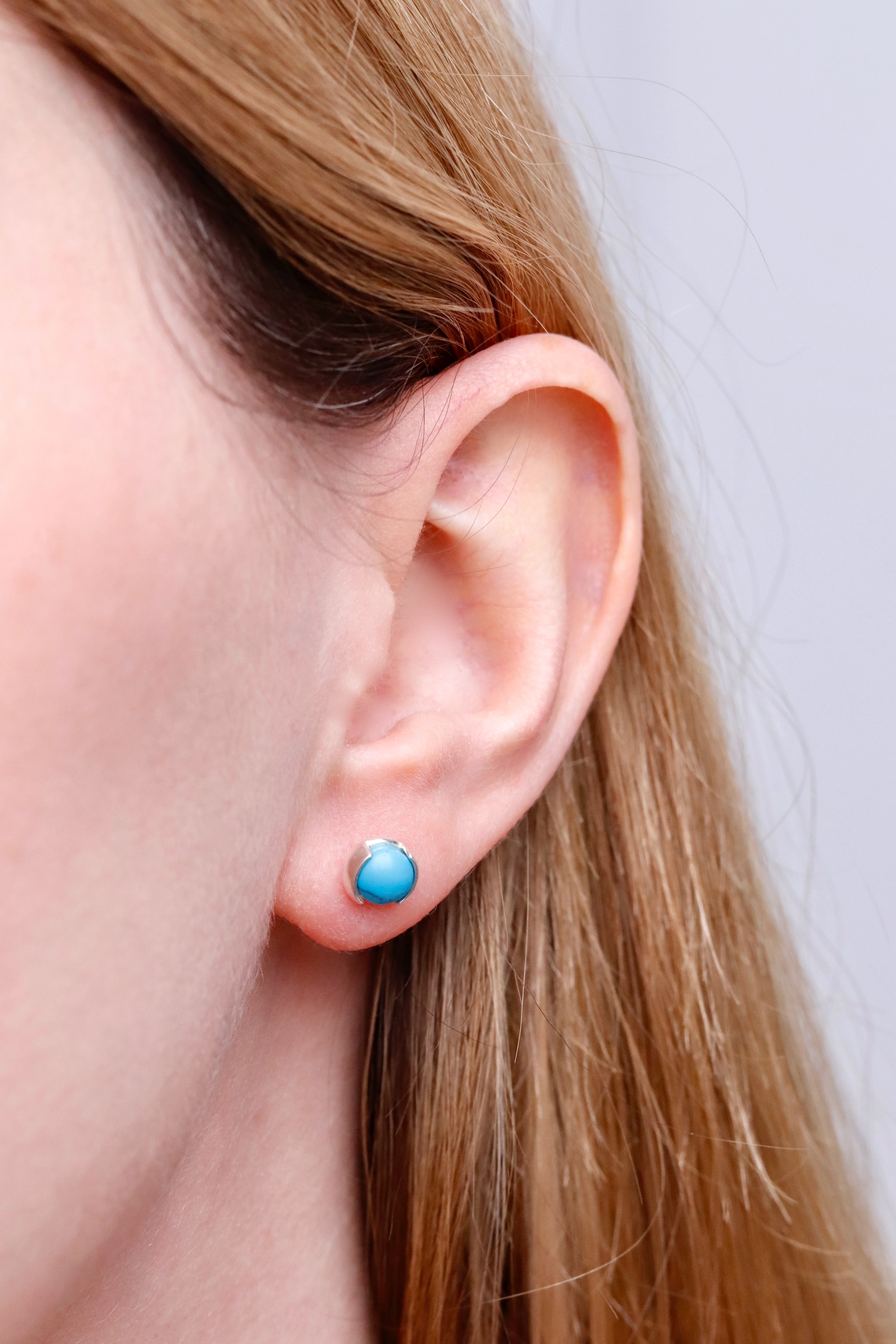 925 Sterling Silver Stud Earrings with Turquoise - Image 2