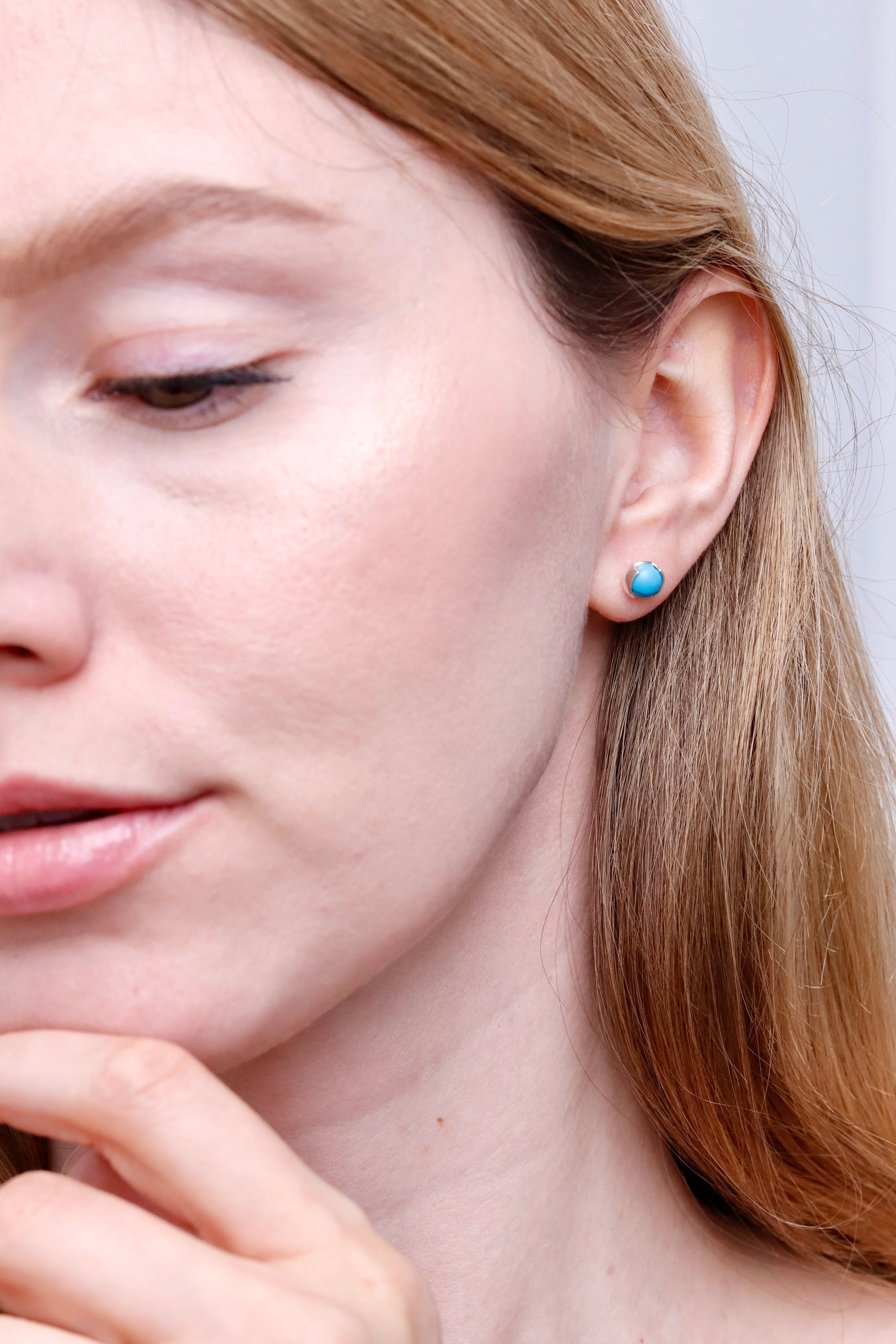 925 Sterling Silver Stud Earrings with Turquoise - Image 3