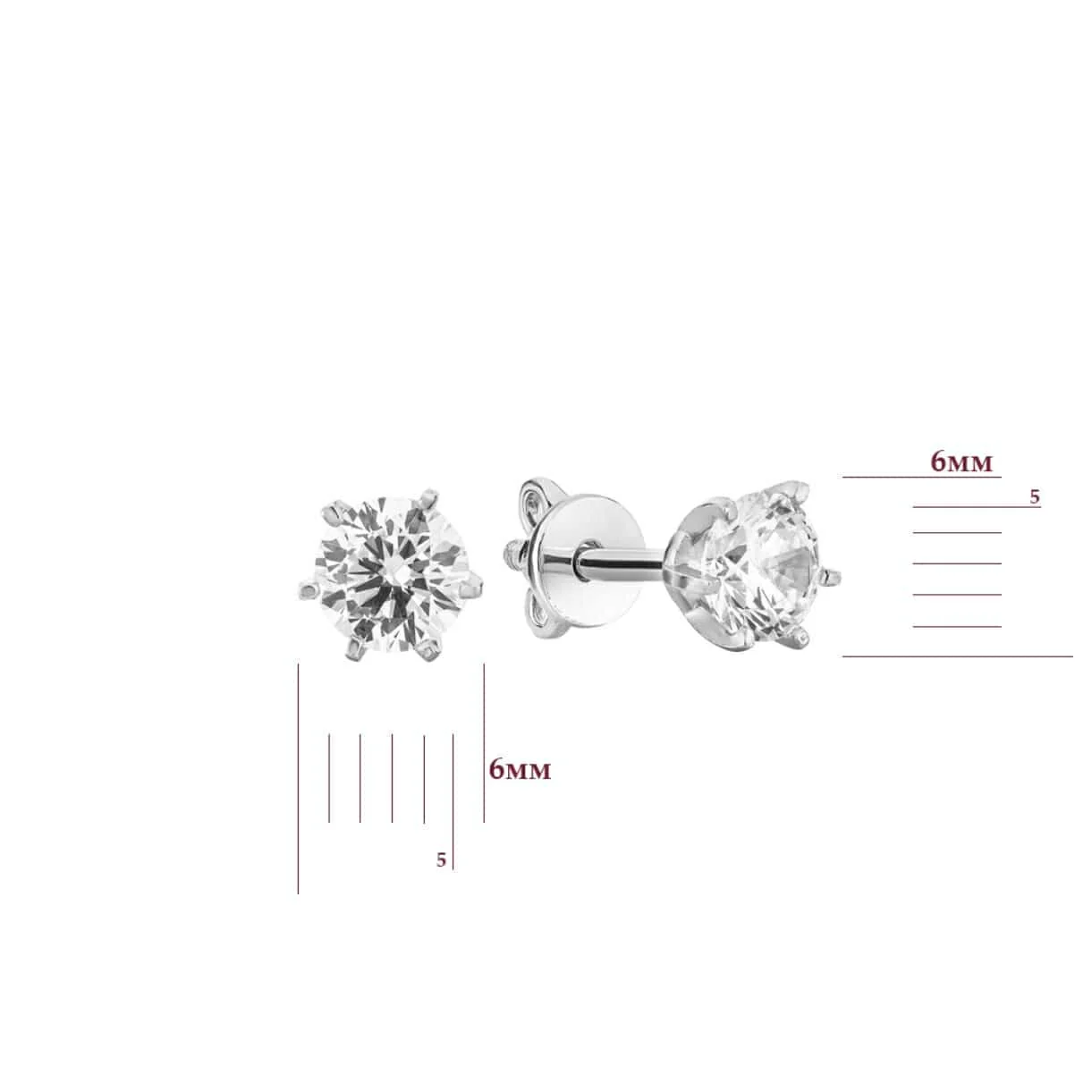 925 Sterling Silver Stud Earrings with Cubic Zirconia - Image 2