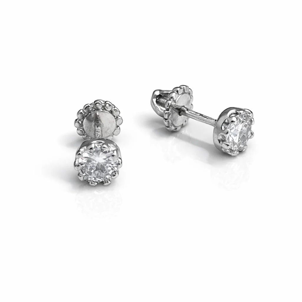 925 Sterling Silver Stud Earrings with Cubic Zirconia