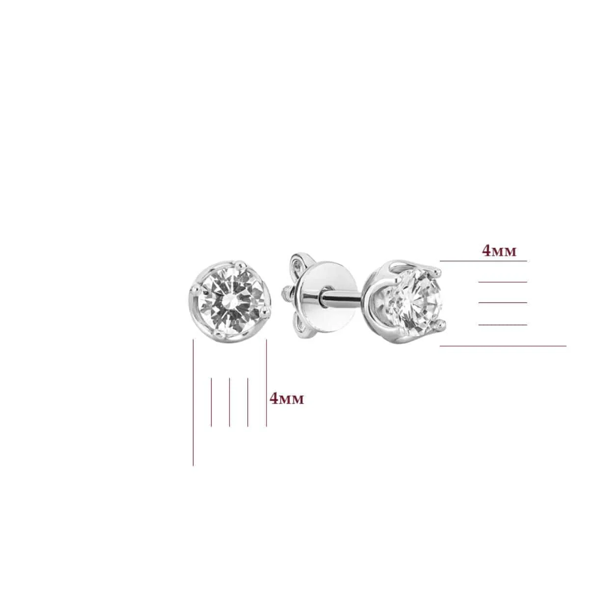 925 Sterling Silver Stud Earrings with Cubic Zirconia - Image 2