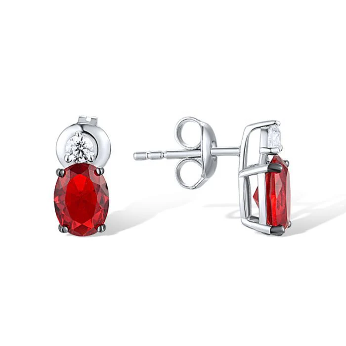 925 Sterling Silver Stud Earrings with Cubic Zirconia - Image 2