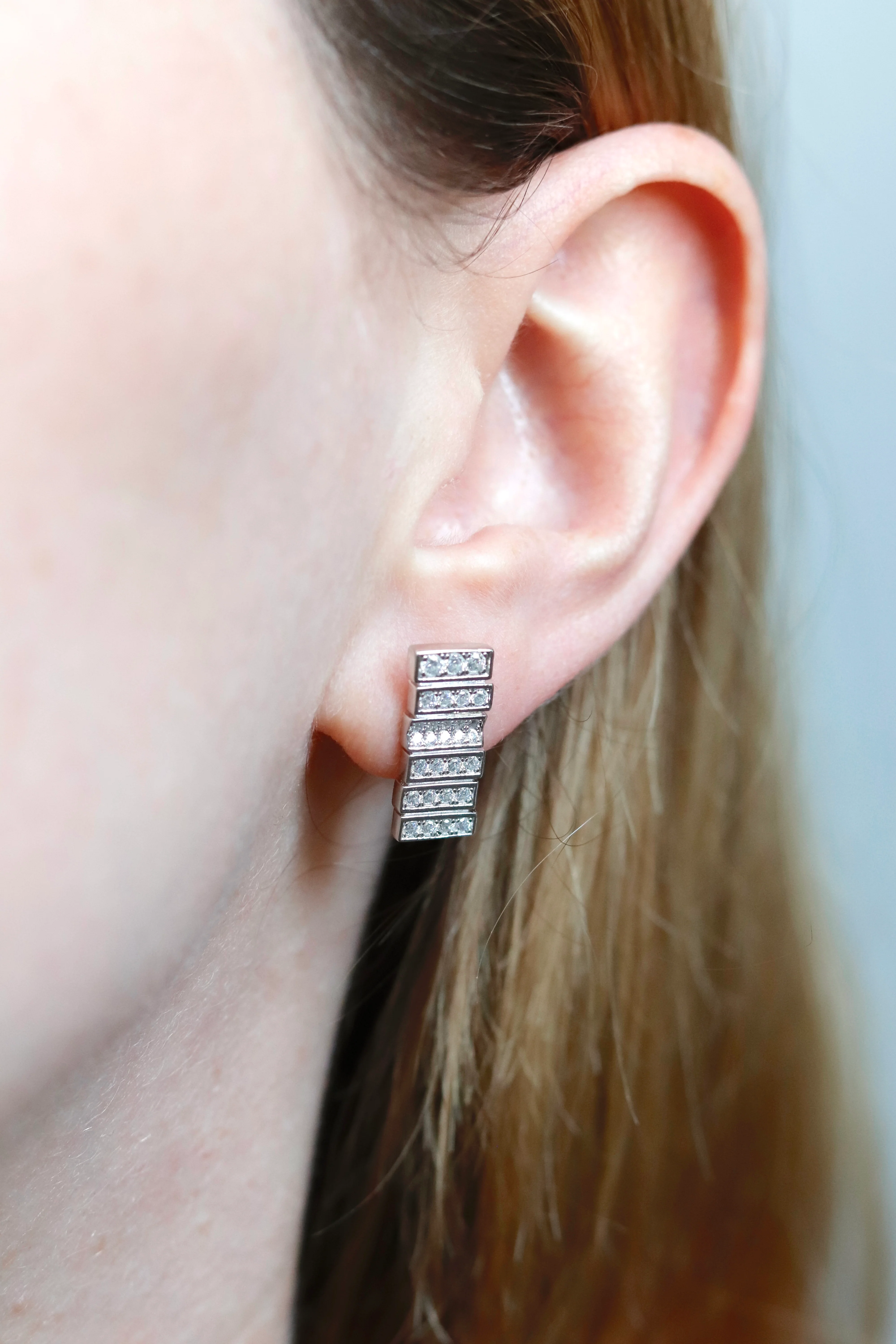925 Sterling Silver Stud Earrings with Cubic Zirconia - Image 2