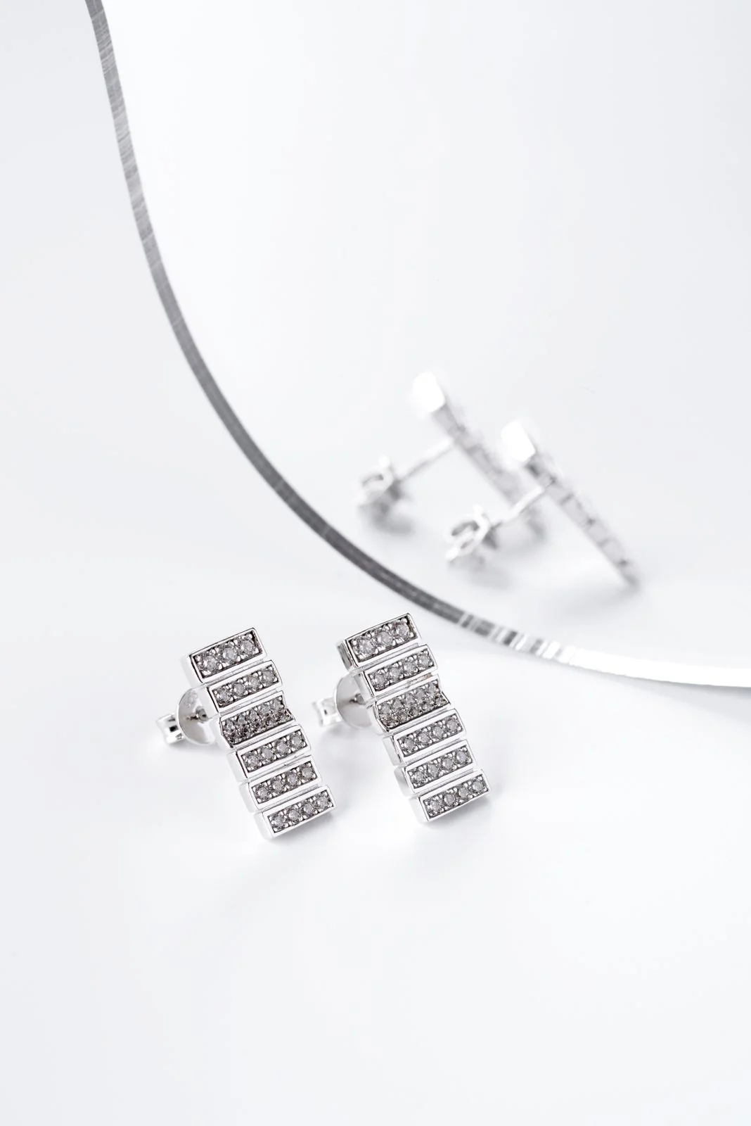 925 Sterling Silver Stud Earrings with Cubic Zirconia - Image 5