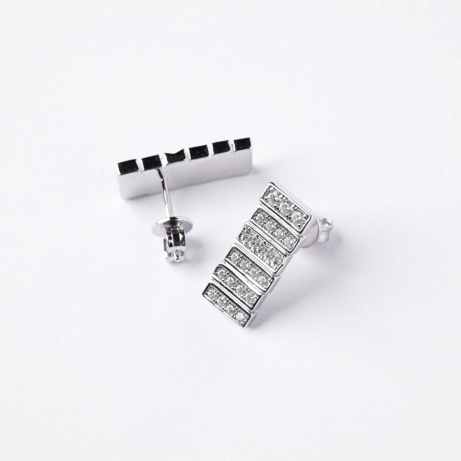 925 Sterling Silver Stud Earrings with Cubic Zirconia - Image 6