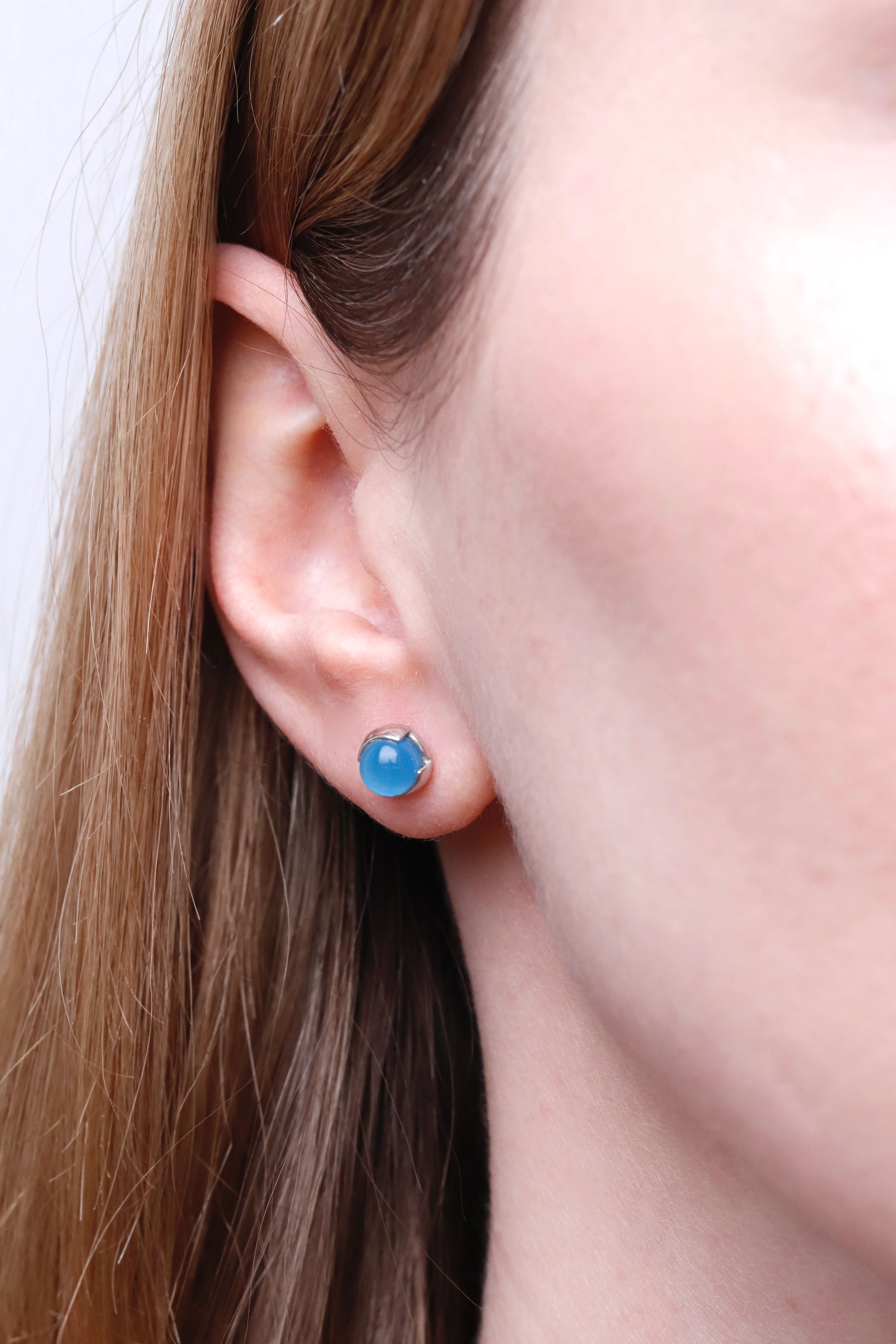 925 Sterling Silver Stud Earrings with Ulexite - Image 2