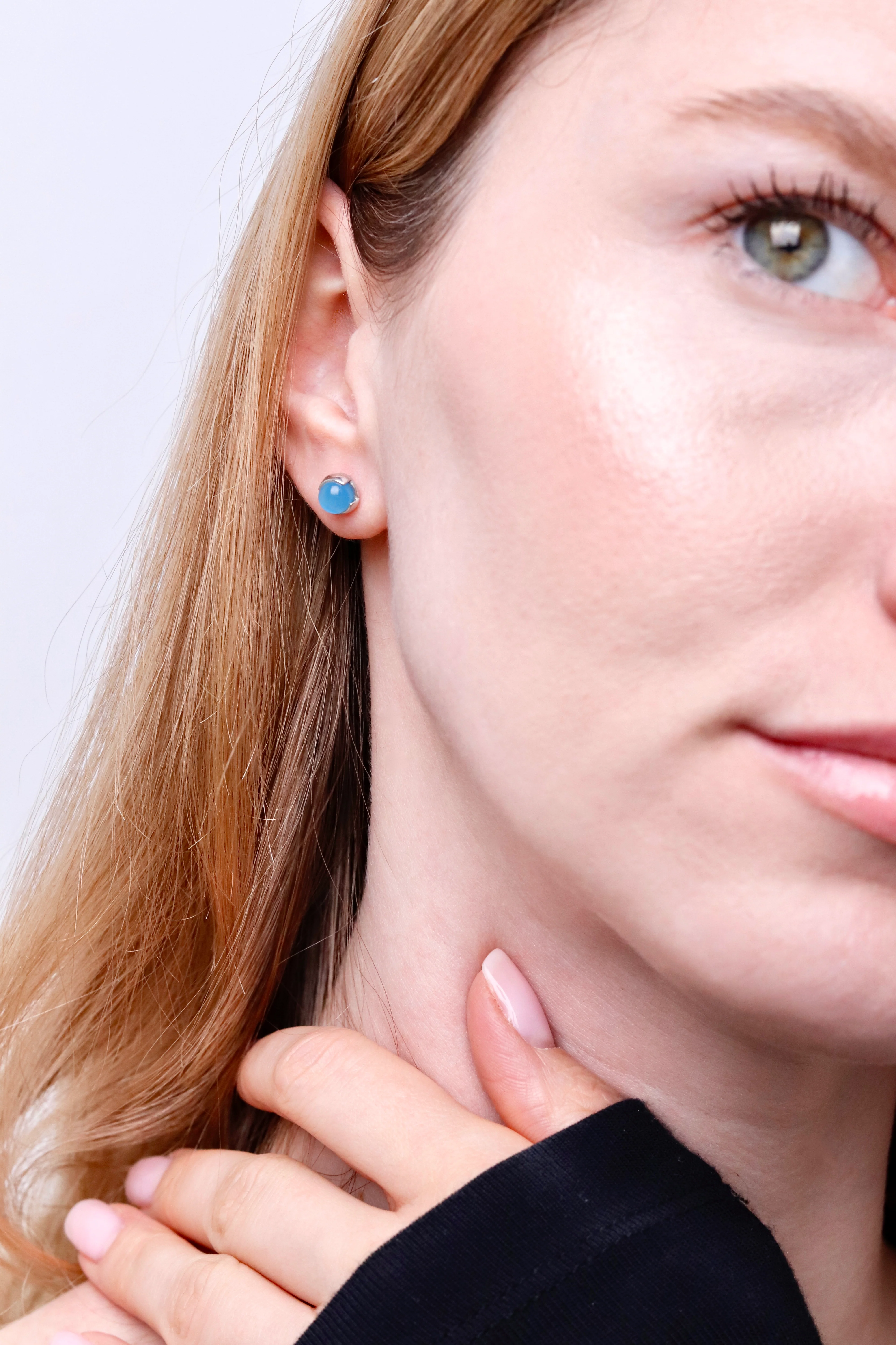 925 Sterling Silver Stud Earrings with Ulexite - Image 3