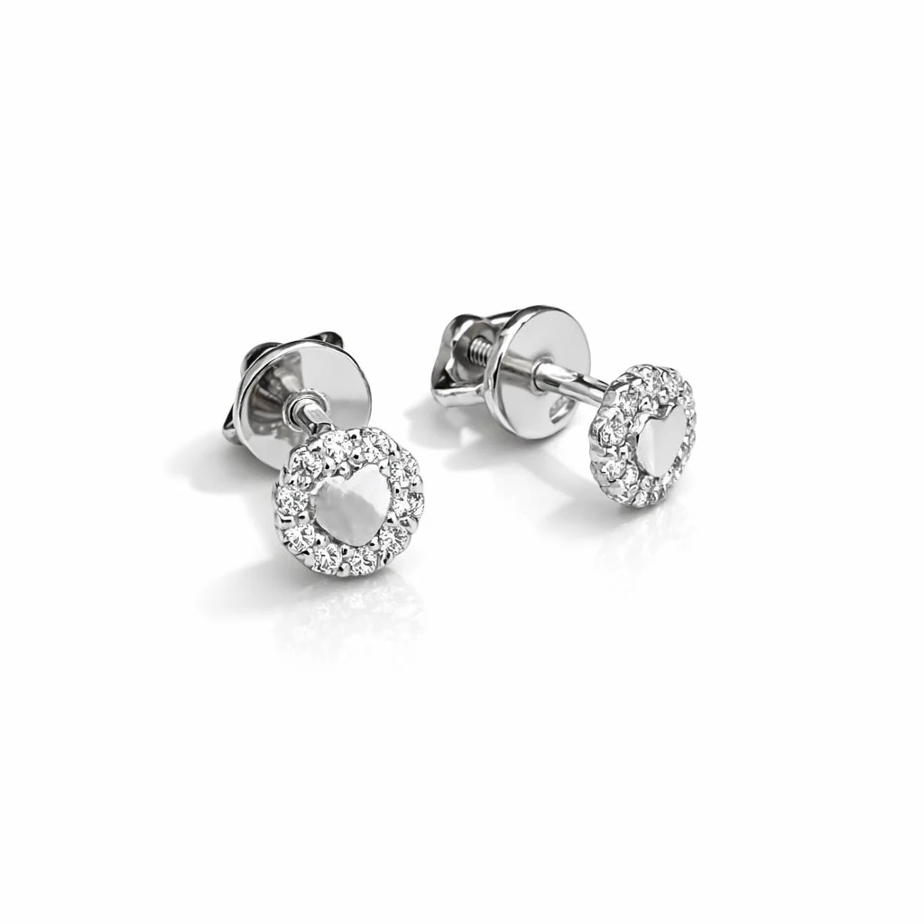 925 Sterling Silver Stud Heart Earrings with Cubic Zirconia