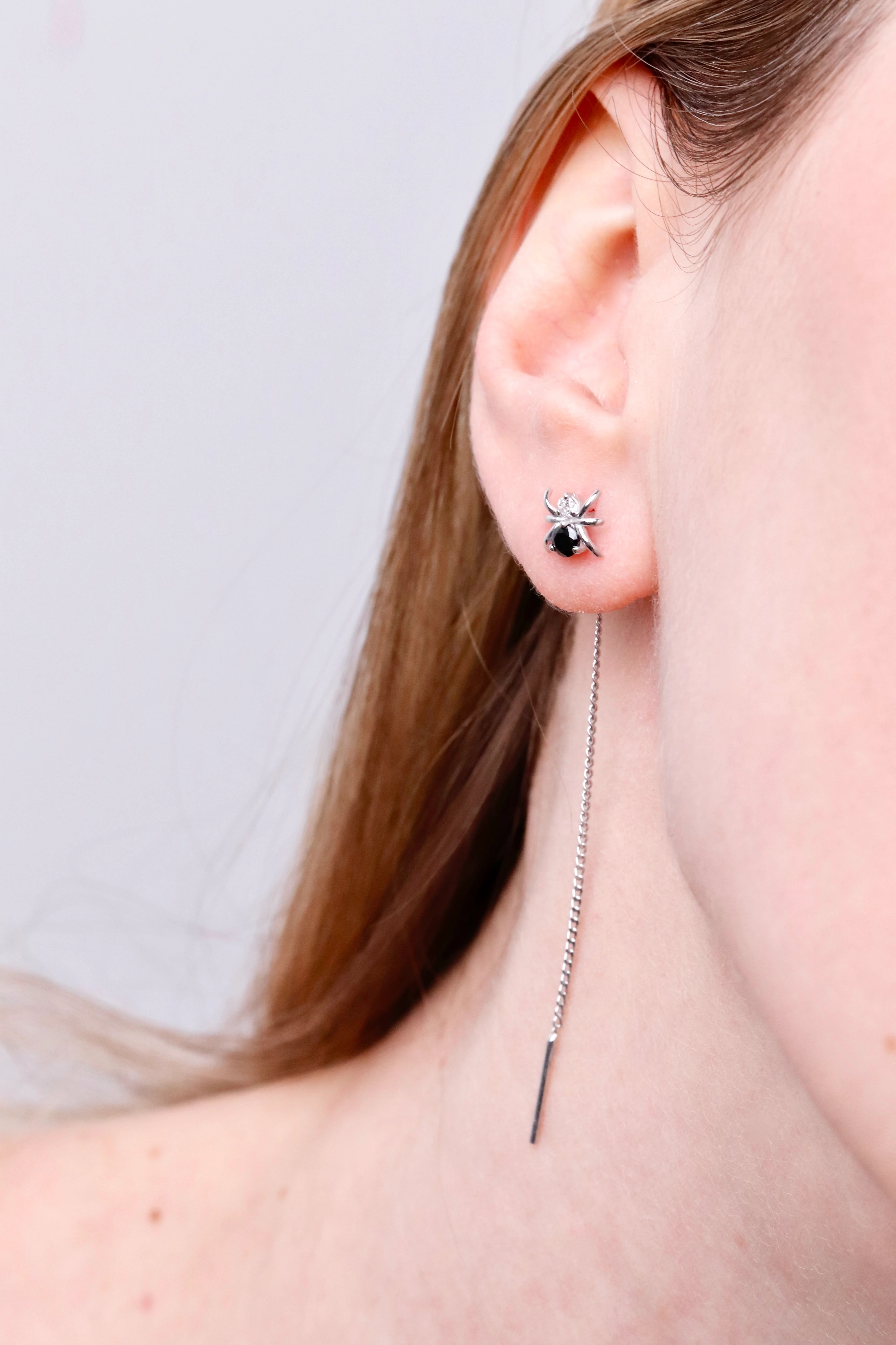 925 Sterling Silver Thread Earrings with Cubic Zirconia - Image 3