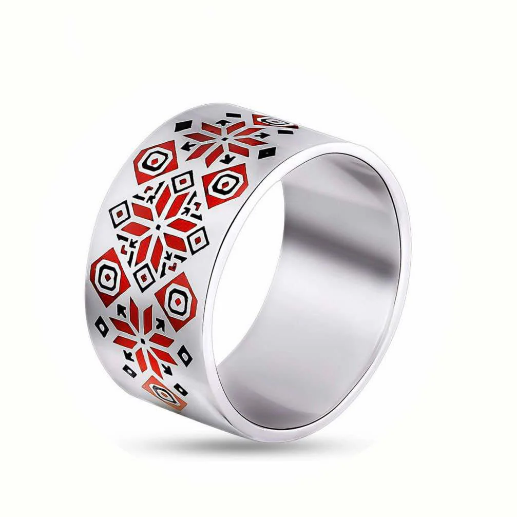 925 Sterling Silver Vyshyvanka Ring with Enamel
