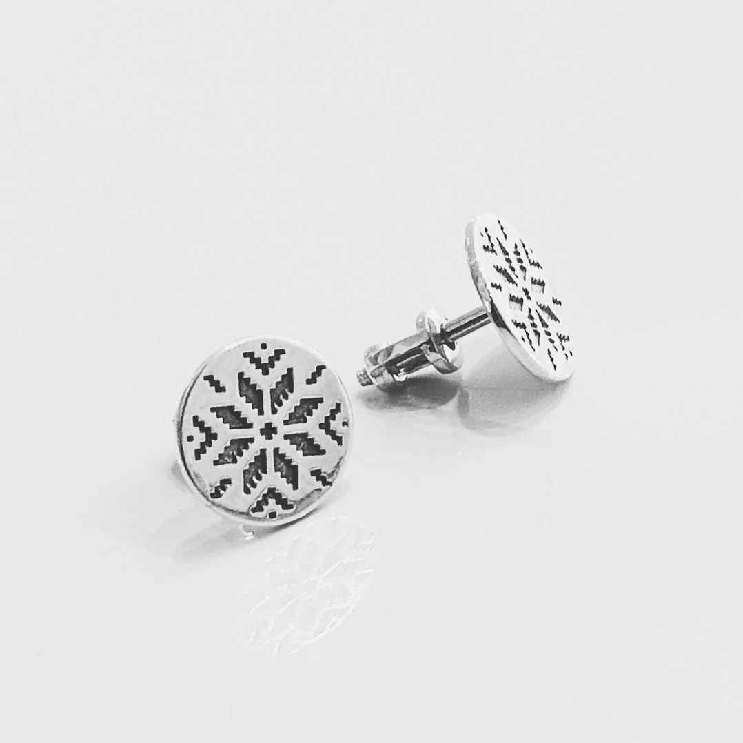 925 Sterling Silver Vyshyvanka Stud Earrings - Image 3