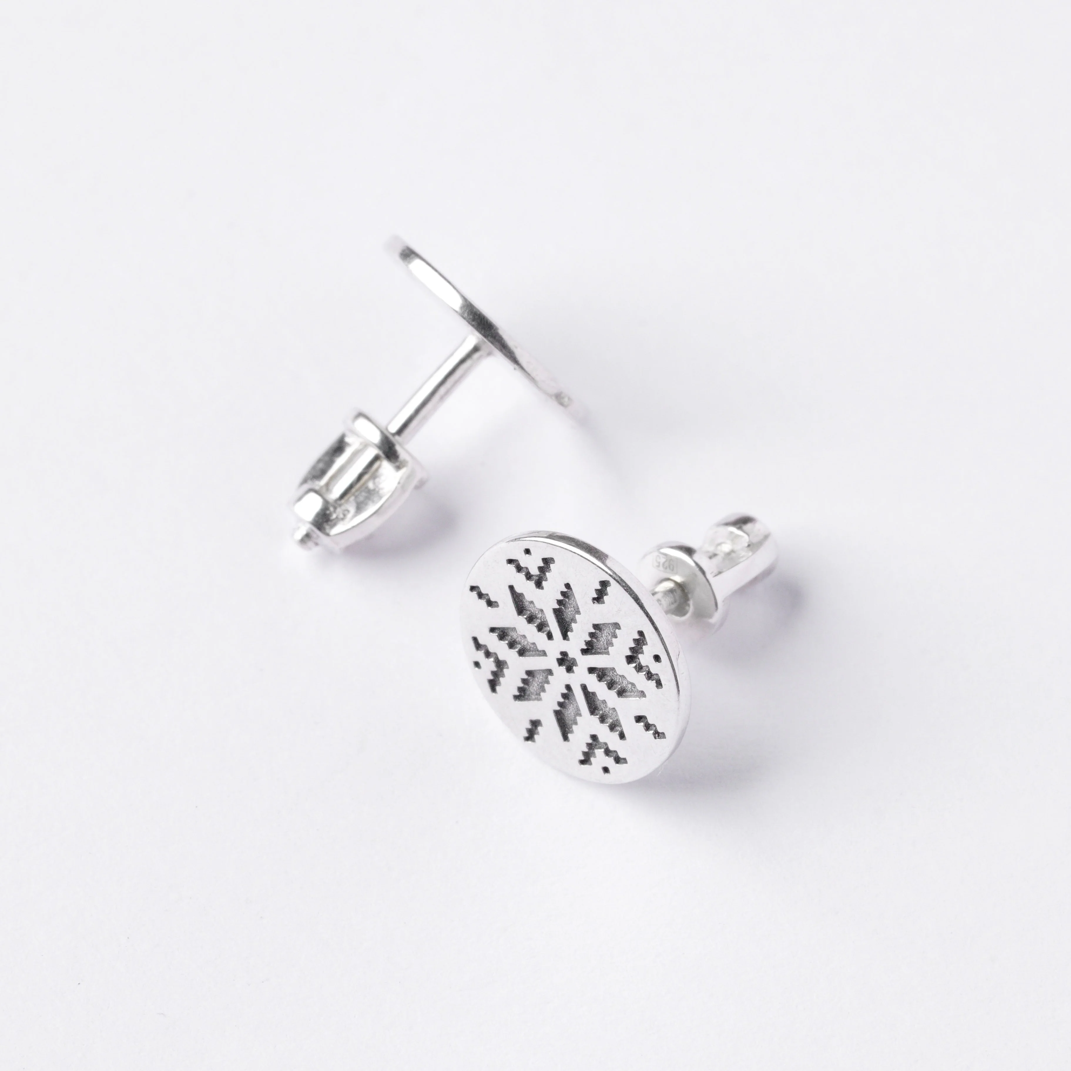 925 Sterling Silver Vyshyvanka Stud Earrings - Image 5