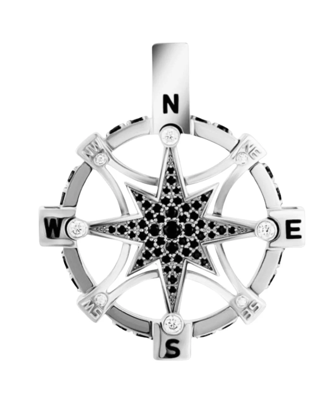 925 Sterling Silver Wind Rose with Cubic Zirconia