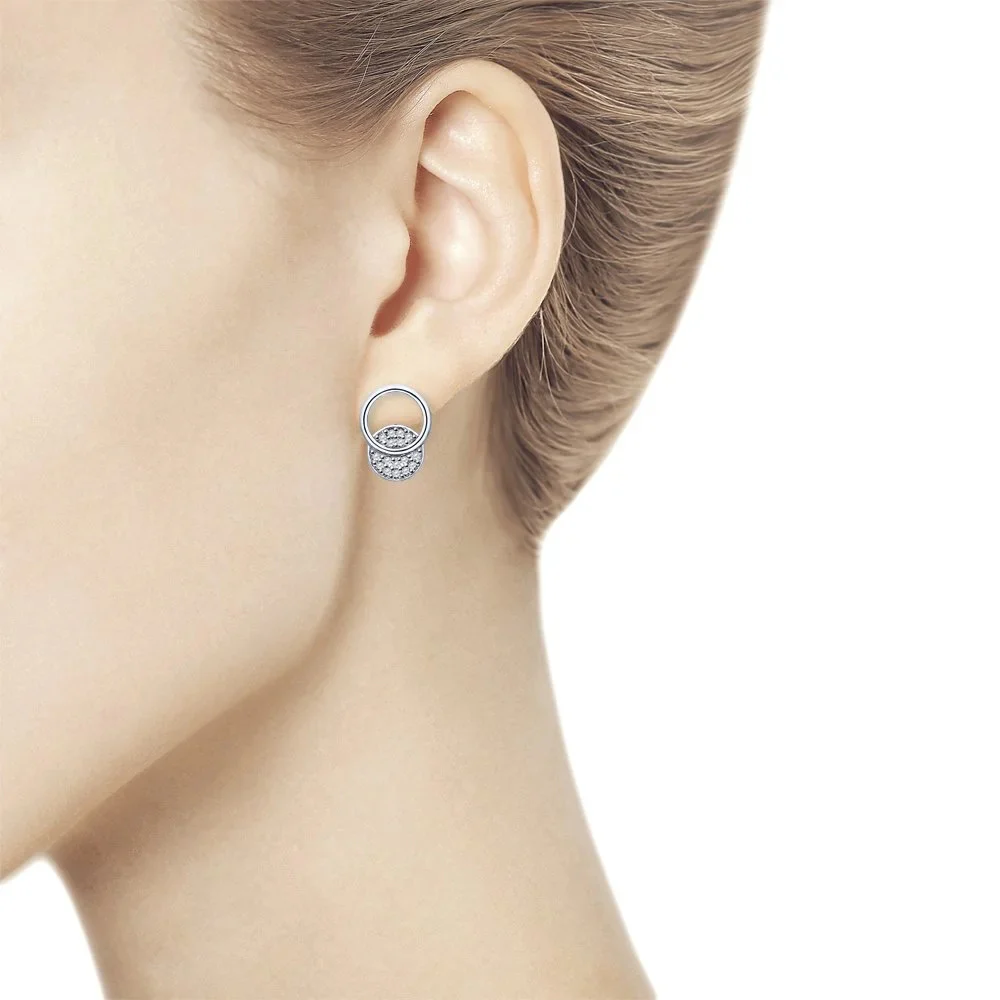 925 Sterling Silver Stud Earrings with Cubic Zirconia - Image 2