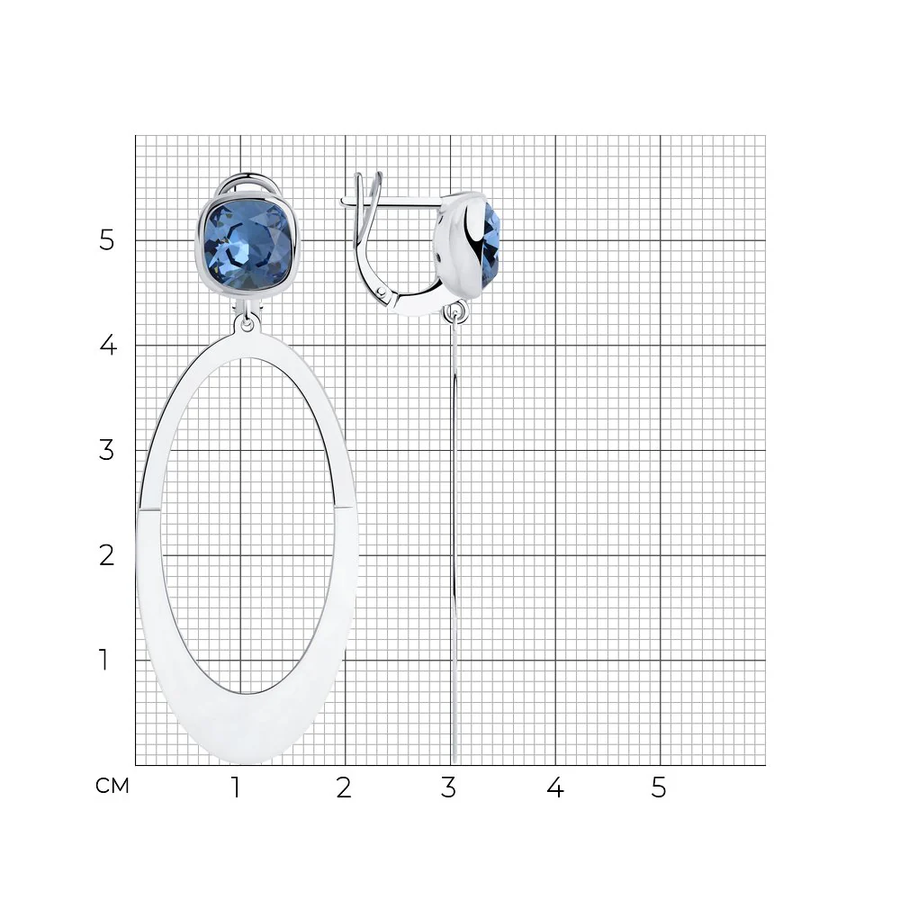 925 Sterling Silver Drop Earrings with Blue Crystals - Image 3