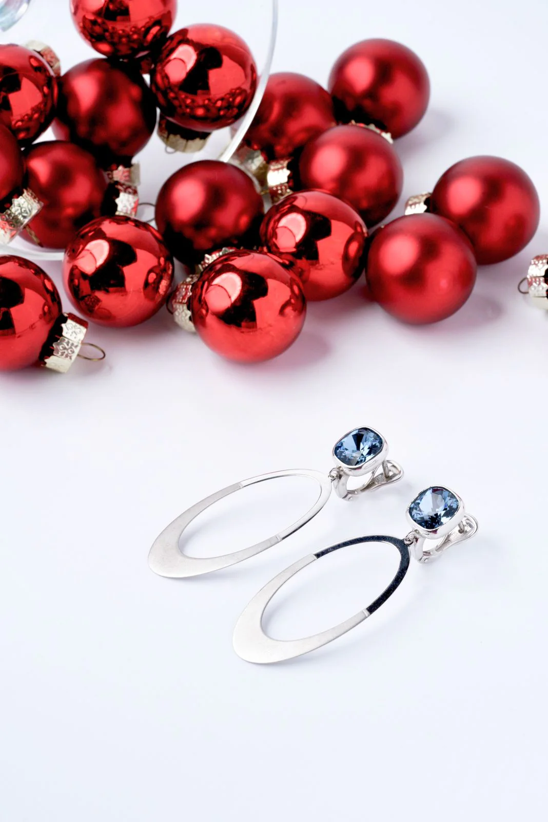 925 Sterling Silver Drop Earrings with Blue Crystals - Image 6