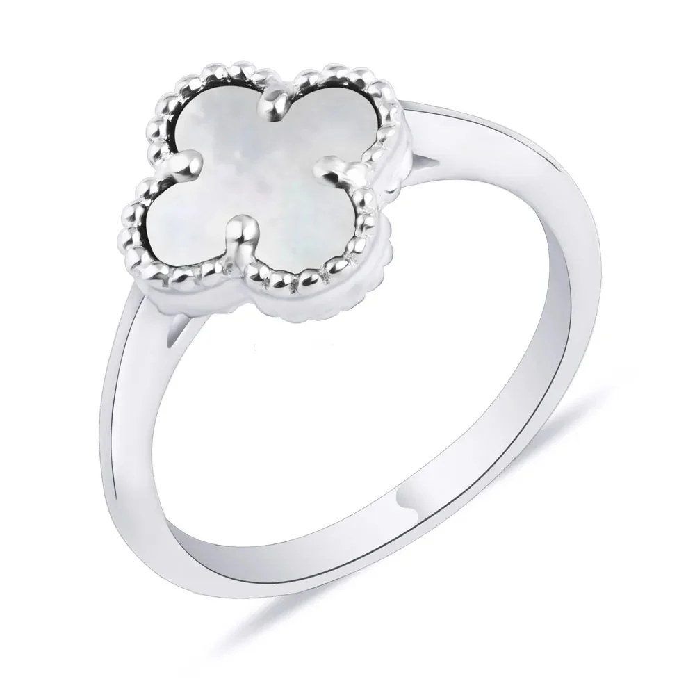 925 Sterling Silver Ring "Clover" with Mother of Pearl