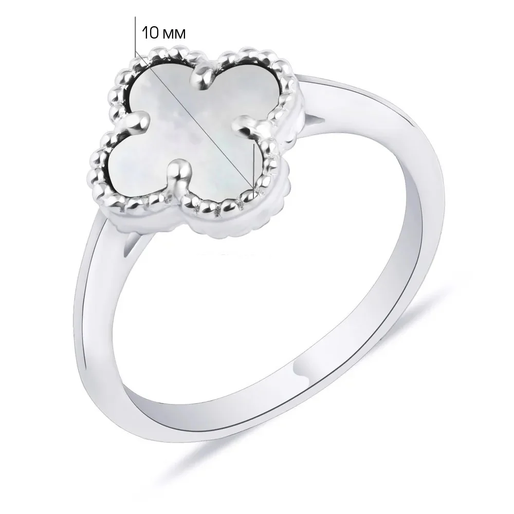 925 Sterling Silver Ring "Clover" with Mother of Pearl - Image 3