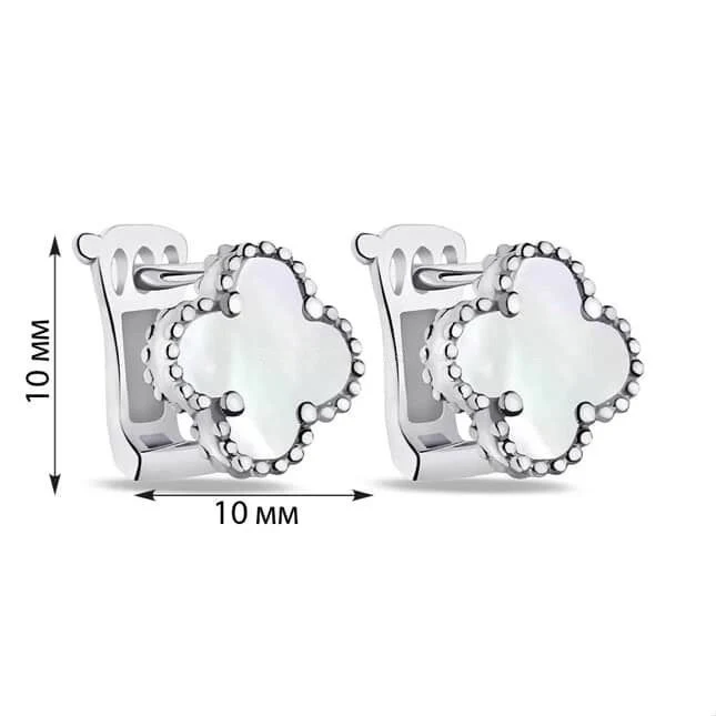 925 Sterling Silver Lever Back Clover Earrings with Mother of Pearl - Image 2