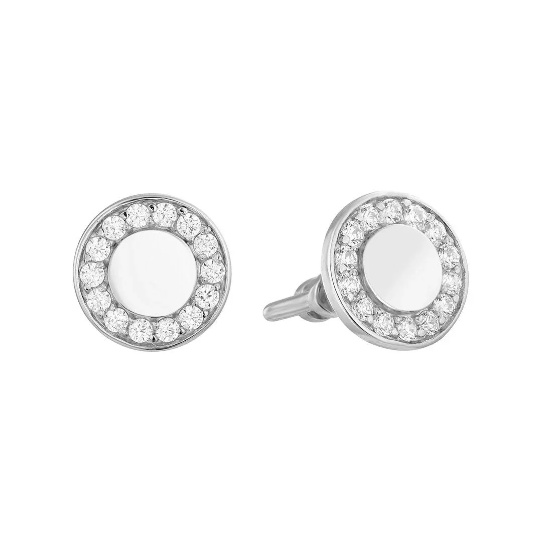 Stud Earrings in 14K/585 White Gold with Cubic Zirconia