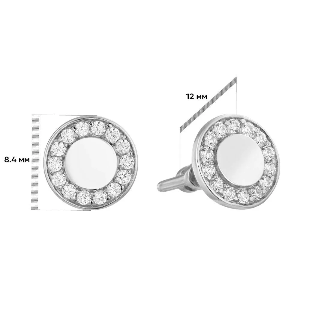 Stud Earrings in 14K/585 White Gold with Cubic Zirconia - Image 2