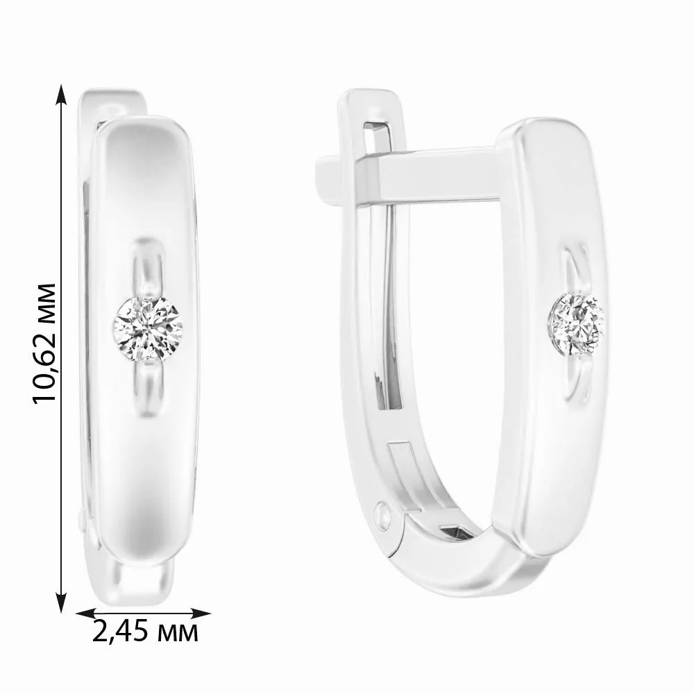 Lever Back Earring in 14K/585 White Gold with Cubic Zirconia - Image 2