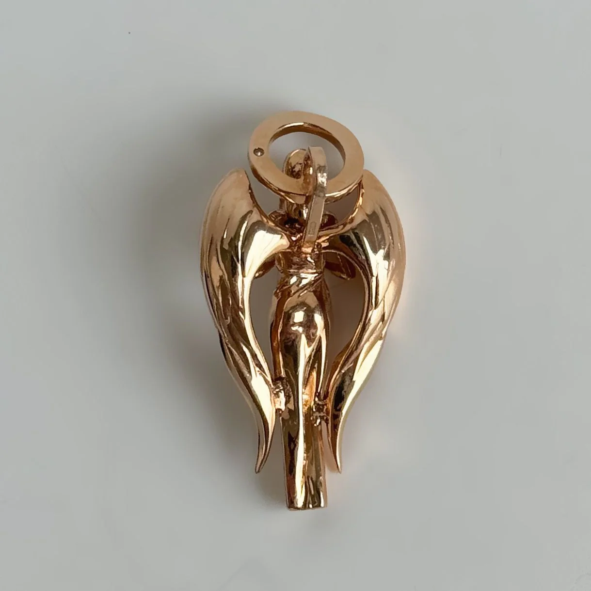 Religious Pendant Angel in 14K/585 Rose Gold with Cubic Zirconia - Image 3