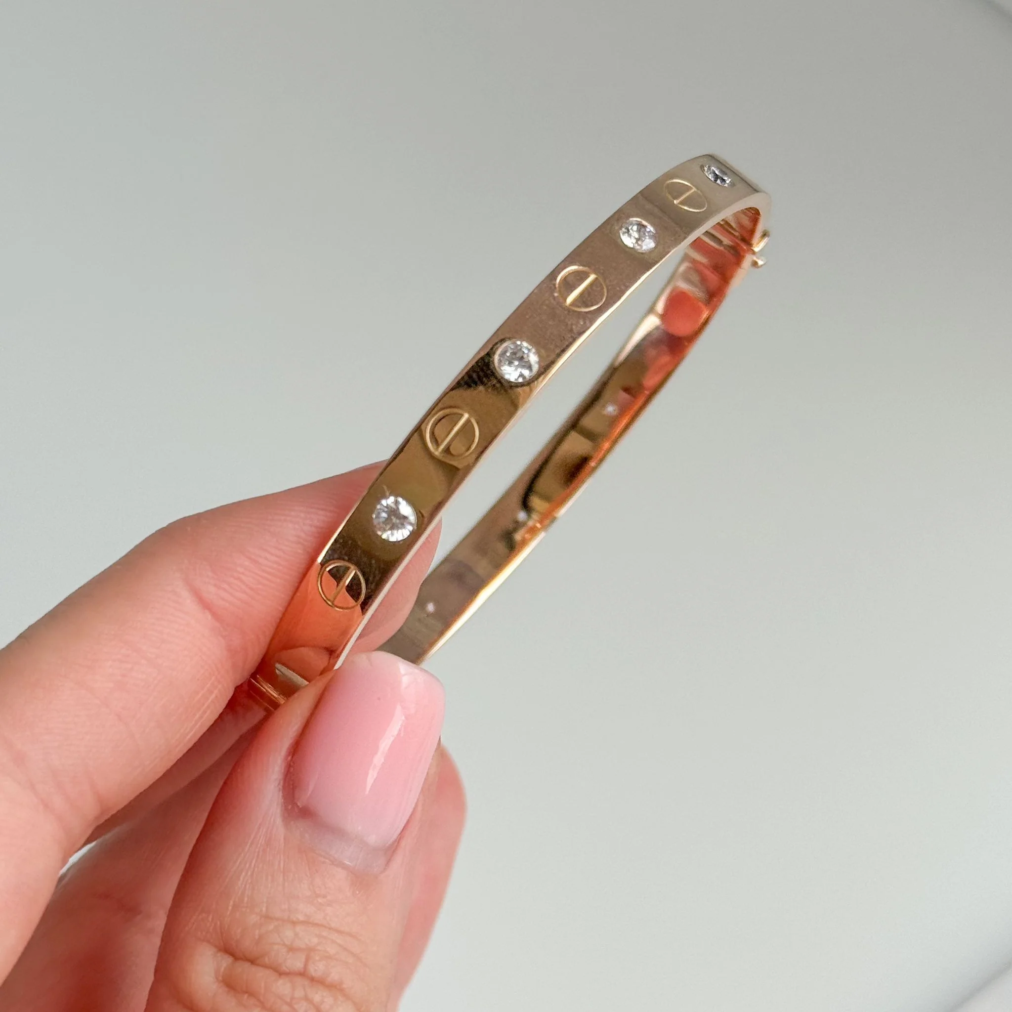 Bangle Bracelet in 14K/585 Rose Gold with Cubic Zirconia - Image 2
