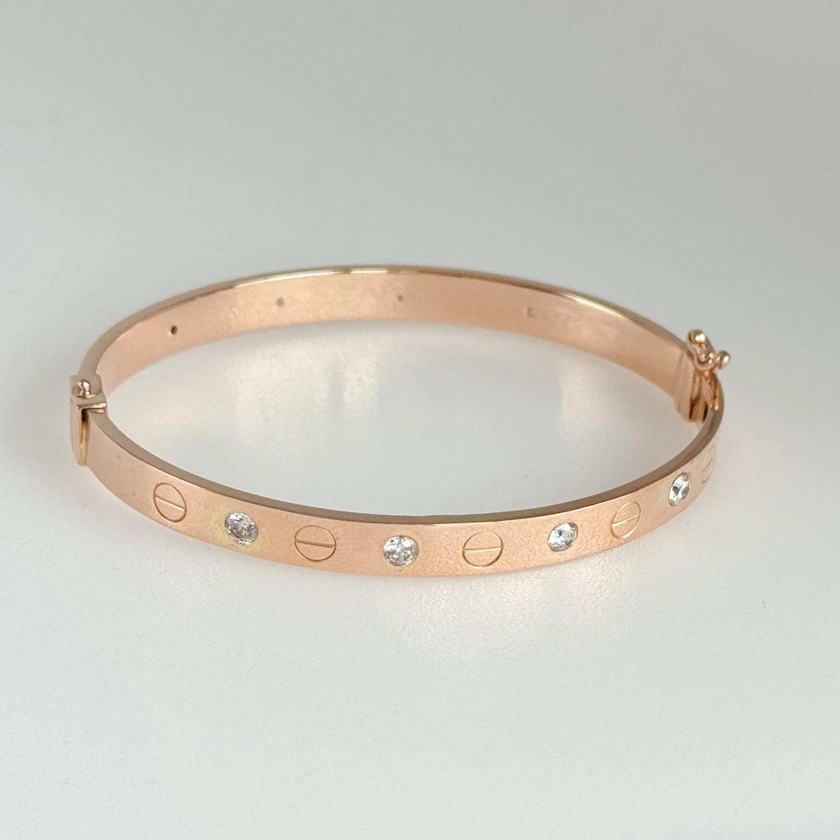 Bangle Bracelet in 14K/585 Rose Gold with Cubic Zirconia - Image 3