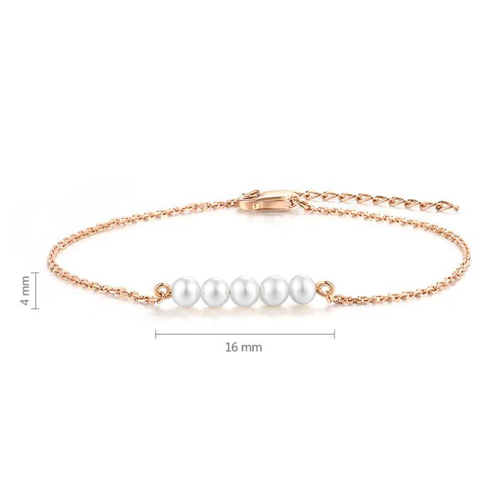 Bracelet in 14K/585 Rose Gold with Fresh Water White Pearls - Image 2